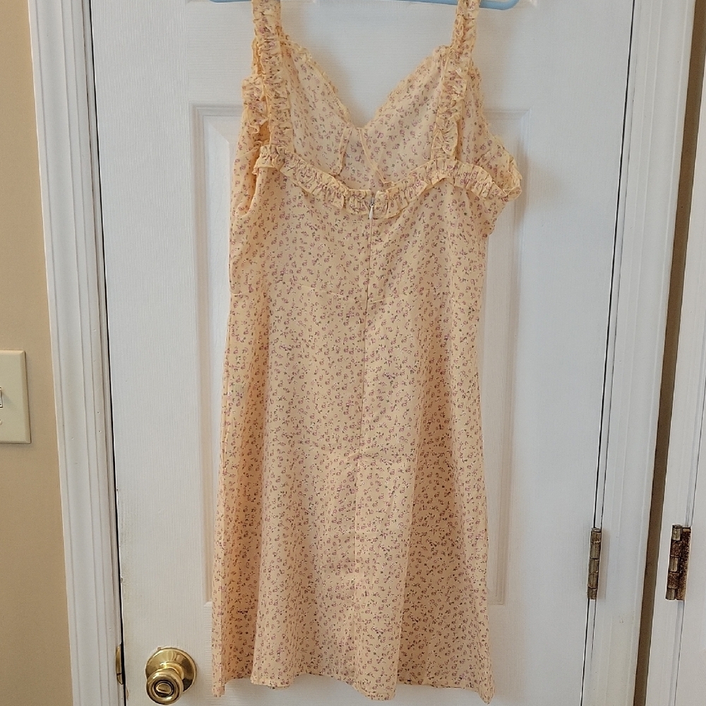 ROMWE Peach Floral Ditsy Floral Frill Chemise Slip Dress New Without Tags - Picture 5 of 12